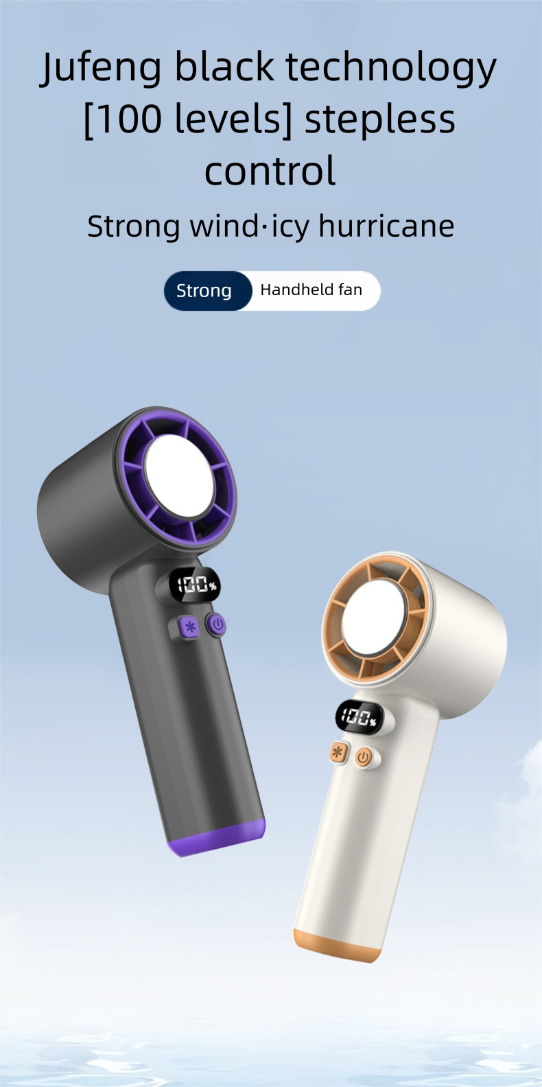 Digital Display Handheld Fan - 100-Gear Semiconductor Cooling With Stepless Speed USB_voghion.com