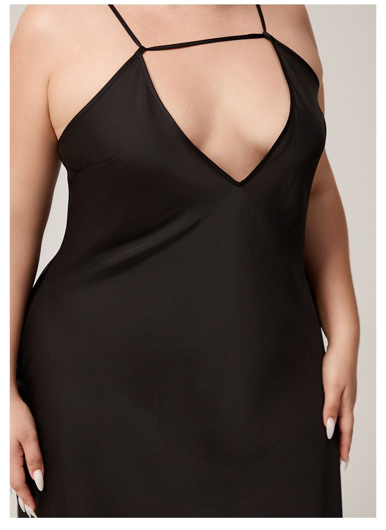 Large Size Women's Pajamas Ice Silk Women's Suspenders Sexy Short Nightgown Vest V-collar Loungewear_voghion.com