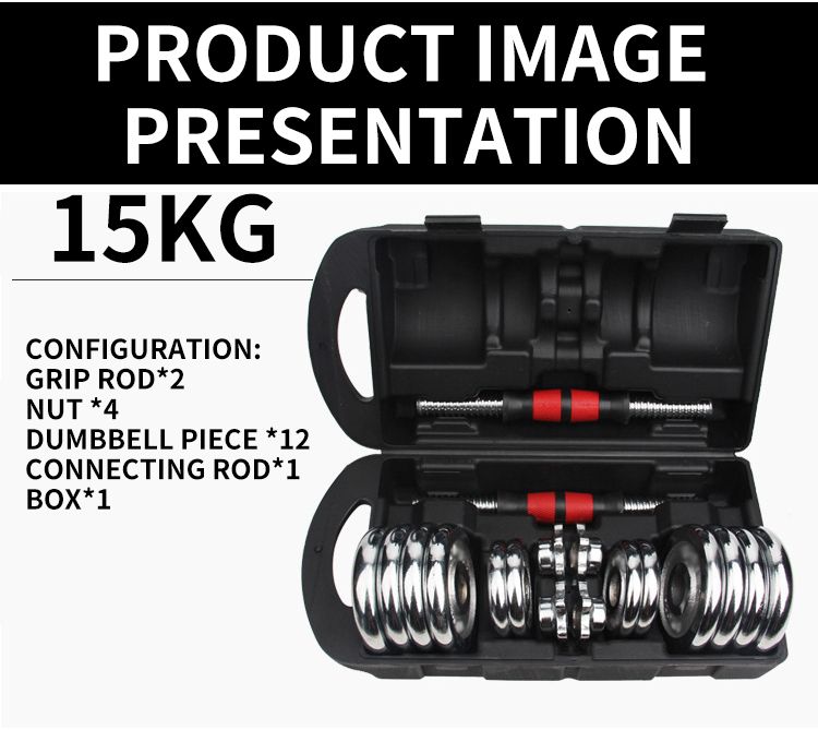 Haltères de poids réglables de 15 kg, barres de poids de galvanoplastie, haltères de gymnastique, ensemble d'haltères pour hommes, musculation, chaud_voghion.com