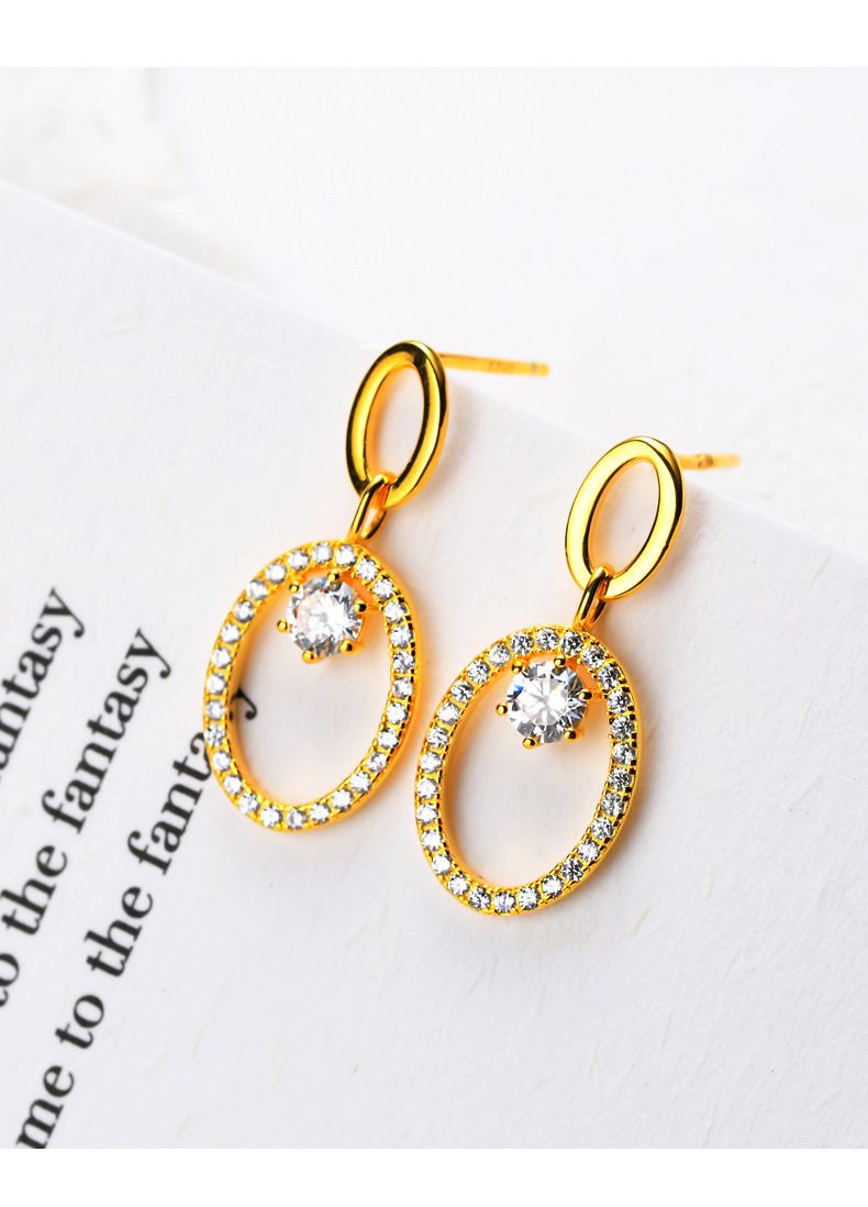 Tiqi Korean Version Simple S Pure Silver Geometric Double Ring With Feminine Temperament, Light Luxury Inlaid Zircon_voghion.com