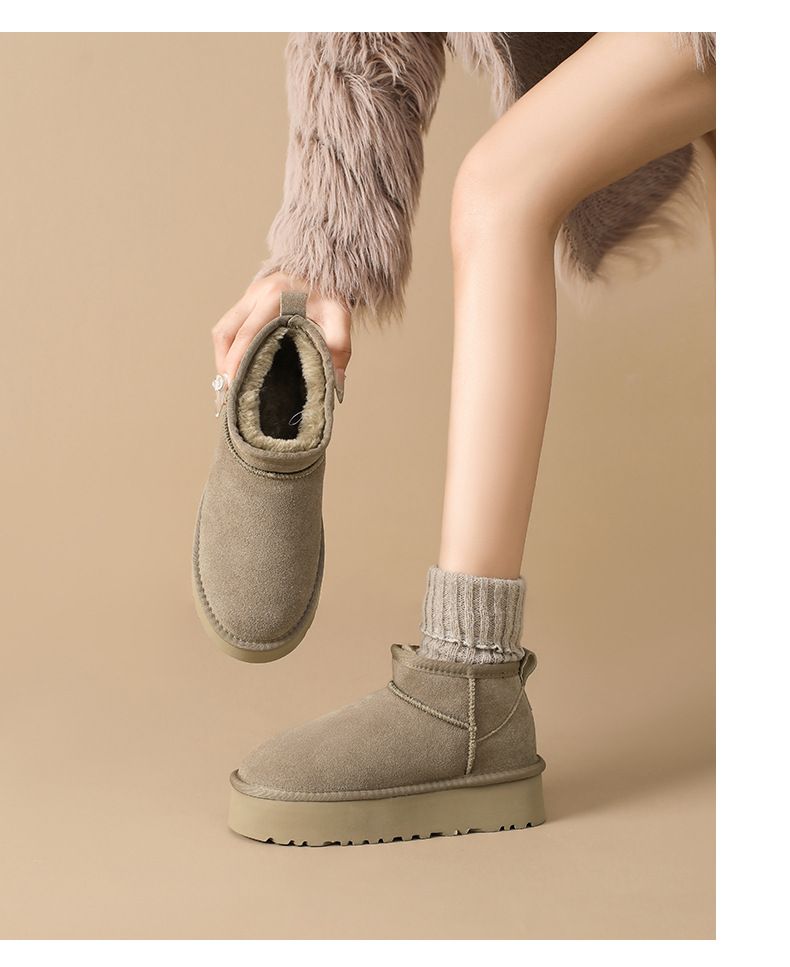 Damenschuhe Schneestiefel Winter Pelz Eins Mit Wolle Verdickung Warm Erhöhen Brot Baumwolle Schuhe_voghion.com