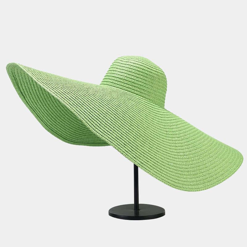 Nuovi arrivi 70 cm cappelli di paglia a tesa larga oversize primavera estate floscio pieghevole protezione UV cappello da spiaggia per le donne all'ingrosso_voghion.com