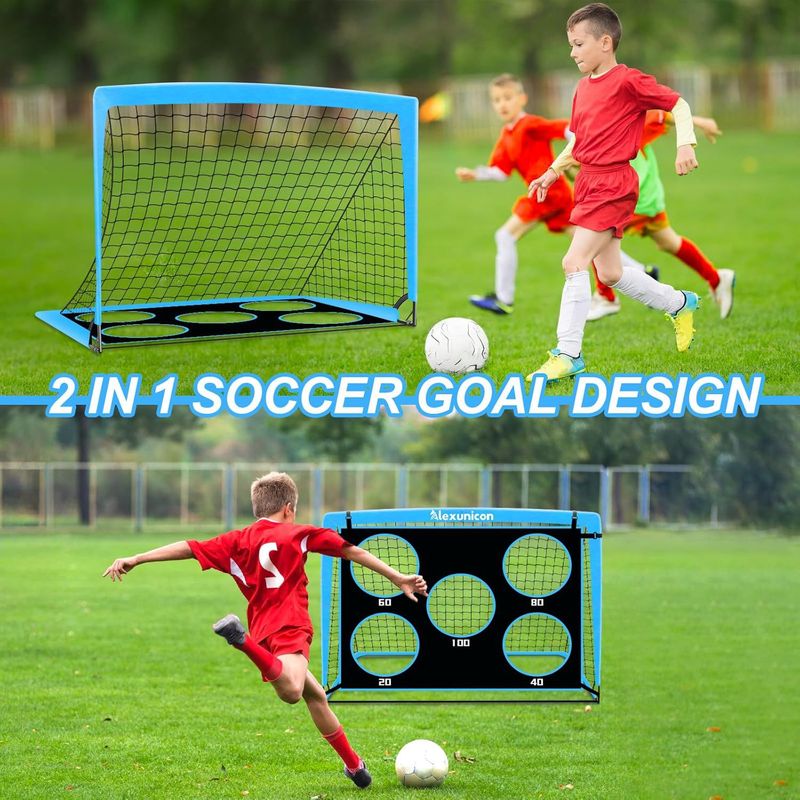 5x4ft 2-In-1 Portable Soccer Goal - Detachable Training Net With 420D Oxford Fabric_voghion.com