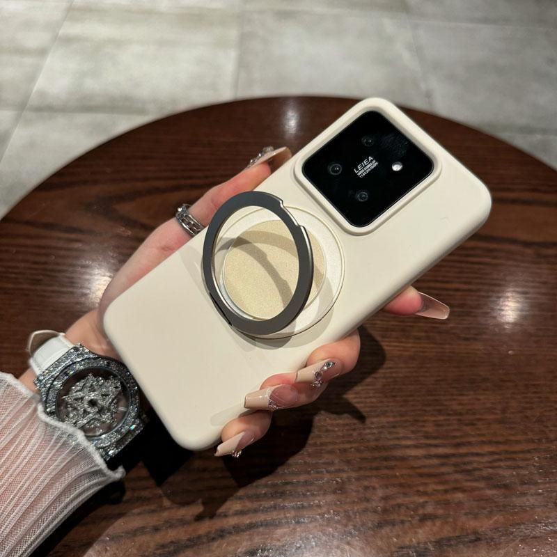 360° Rotating Stand Case For Xiaomi 15/14 Series - Liquid Silicone Shockproof Cover With Magnetic Kickstand, Anti-Fingerprint Matte Finish_voghion.com