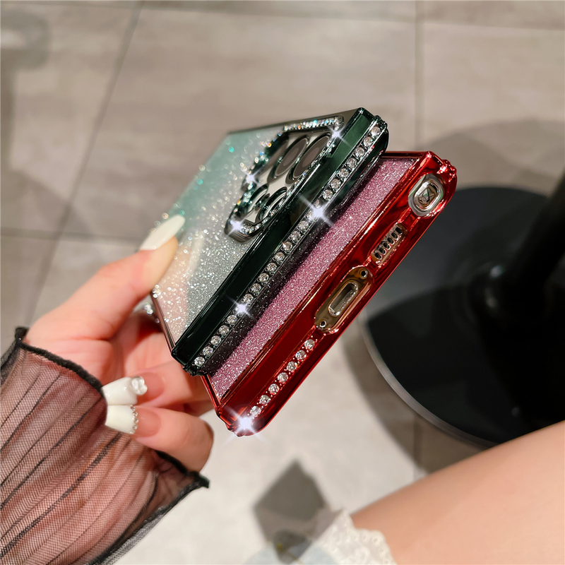 Funda de teléfono de silicona suave con gradiente chapado para Samsung Galaxy S23 Ultra S22 Plus, funda protectora transparente para cámara a prueba de golpes_voghion.com