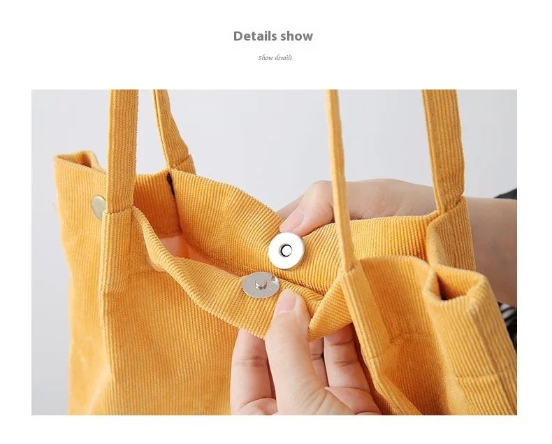 Nuova borsa a tracolla in velluto a coste per donna, borsa versatile in tessuto di cotone, borsa per la spesa ecologica tinta unita 2022, riutilizzabile da donna_voghion.com