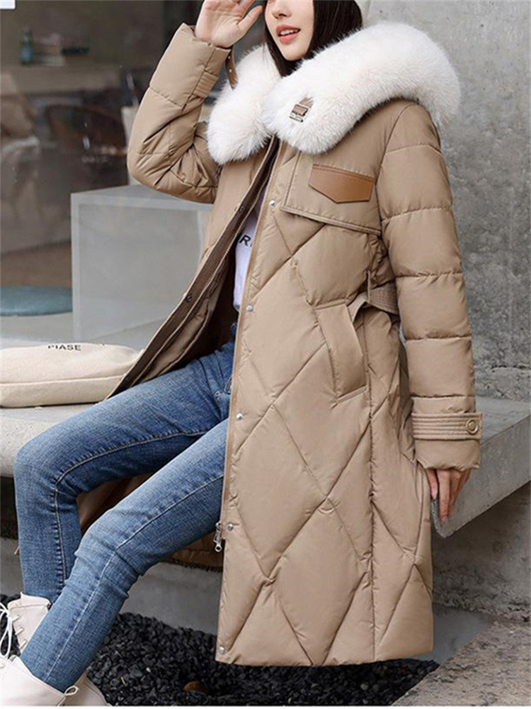 Botvotee-Parkas largas elegantes para mujer, chaquetas con cordones de manga larga a la moda coreana, informales, Otoño e Invierno 2023_voghion.com