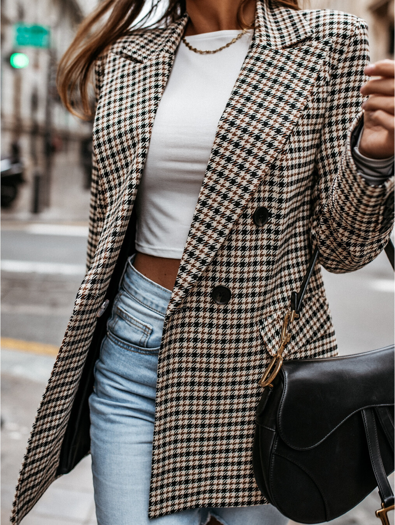 Blazer scozzese popolare per abbigliamento femminile_voghion.com