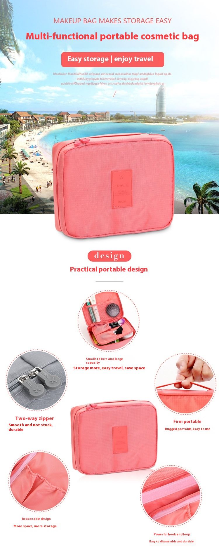 Trousse de toilette de voyage de grande capacité version coréenne de deuxième génération, trousse de maquillage, sac de rangement portable, sac carré multifonctionnel_voghion.com