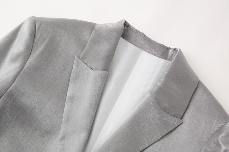 Dametøj 2024 forårsnye metal blanke casual jakkesætsbukser_voghion.com