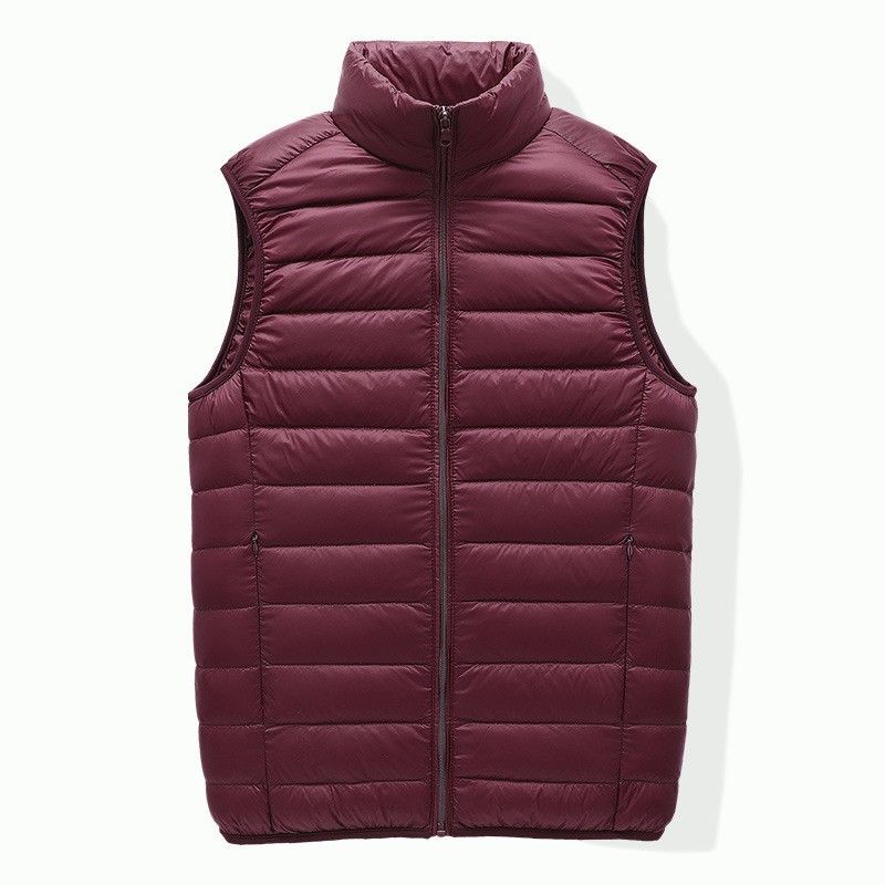 Cross Border Source New Light And Thin Men's Down Vest 90 Down Short Casual Stand Collar Vest_voghion.com