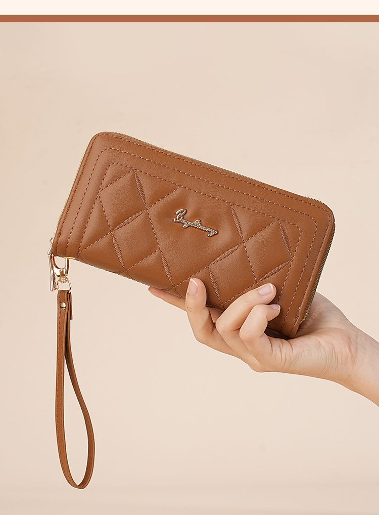 Women's Long Wallet Rhombus Clutch Multifunctional Mobile Phone Change Bag Wallet_voghion.com