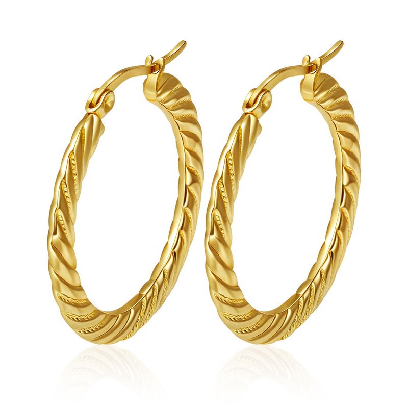 Mode Französisch INS Stil Licht Design Twisted Emed Edelstahl Echt Gold Ohrringe Persönlichkeit Schmuck Für Frauen_voghion.com