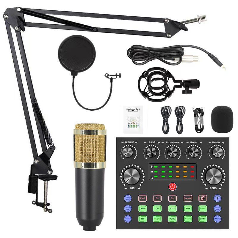 BM800 Kondensator Mikrofon V8 Handy Englisch Soundkarte Computer Usb Cantilever Ständer Live Broadcast Set_voghion.com