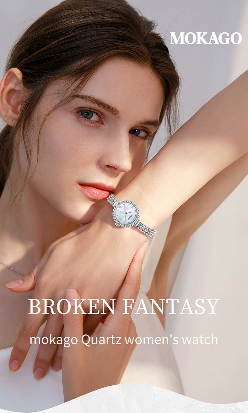 Elegante orologio al quarzo da donna con dettagli in diamanti, quadrante rotondo minimalista, cinturino in acciaio inossidabile, resistente all'acqua per l'uso quotidiano_voghion.com