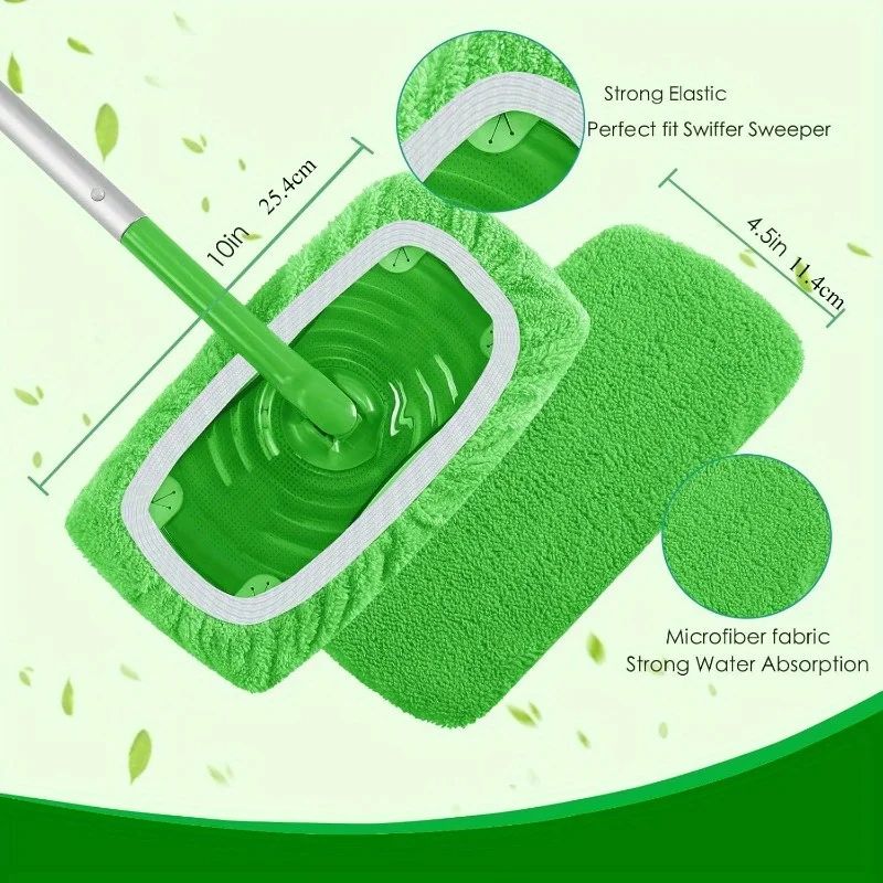 6/4/2pcs Replacement Pads For Swiffer Mop Accessories Absorption Wet & Dry Washable Reusable Household Flat Cleaning Cloth Cover_voghion.com
