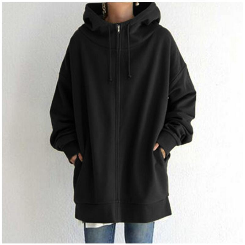 Abbigliamento donna autunno e inverno nuovo stile personalizzato felpa da strada con cerniera felpa lunga in pile con cappuccio_voghion.com