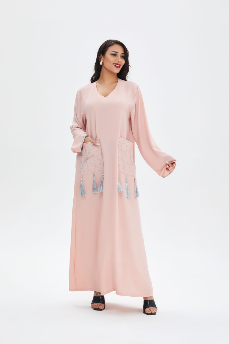 Dámské šaty, ležérní muslimské šaty v dubajském stylu abaya, dámské šaty z Blízkého východu_voghion.com