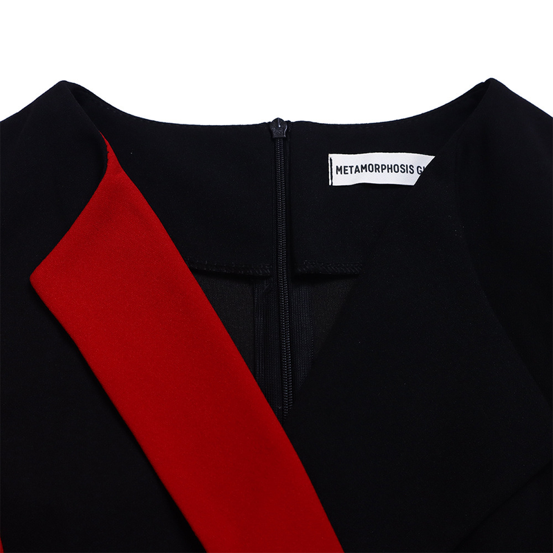 Women's fashion temperament color matching strap pleated skirt elegant_voghion.com