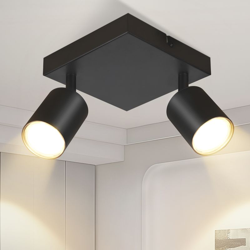 Glitzerlife Deckenleuchte 2 Flammig Deckenstrahler Weiß - Deckenlampe Eckig Deckenspots GU10 Modern Flurlampe 330° Schwenkbar Wandstrahler Aus Metall Für Küche_voghion.com