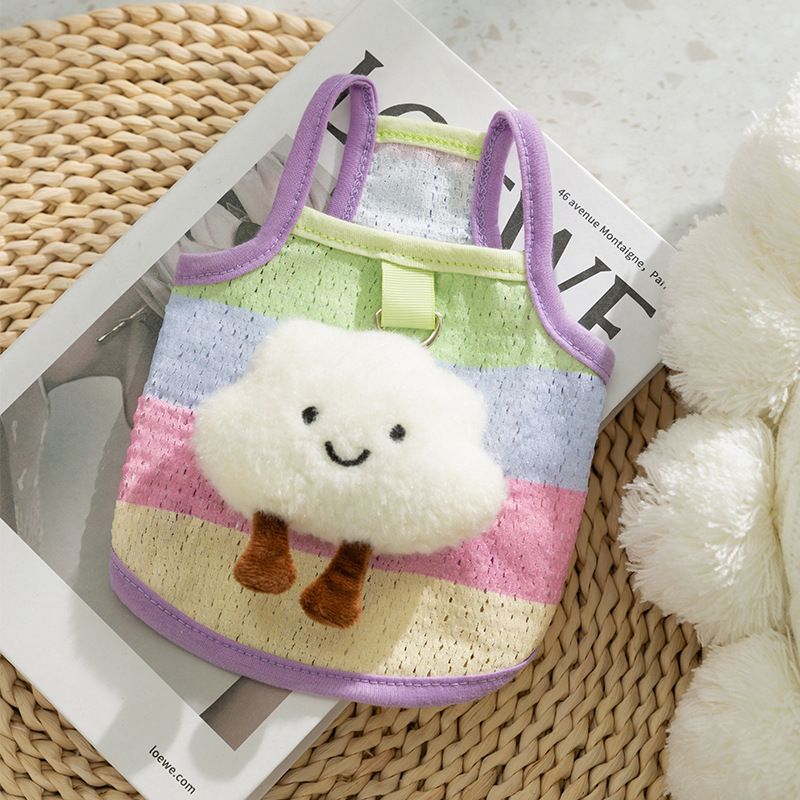 Rainbow Stripes, Three-dimensional Clouds, Traction Straps, Small Dogs Outdoor Fashion, Suitable For Spring And Summer_voghion.com
