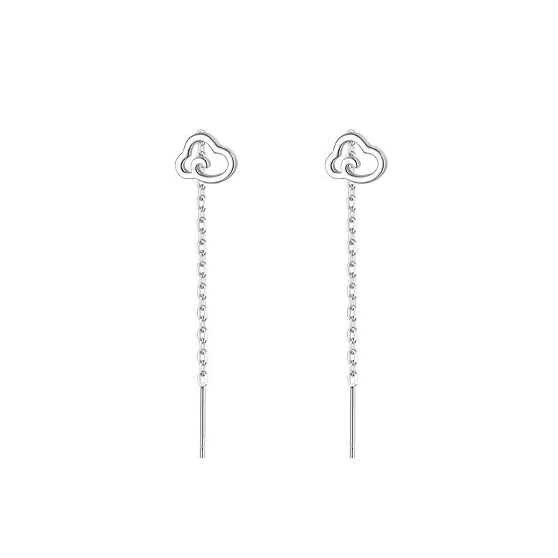 High-Value Cloud Ear Thread 2025 Japanese And Korean Simple Versatile Face-Slimming Elegant Mid-Length Tassel Earrings_voghion.com