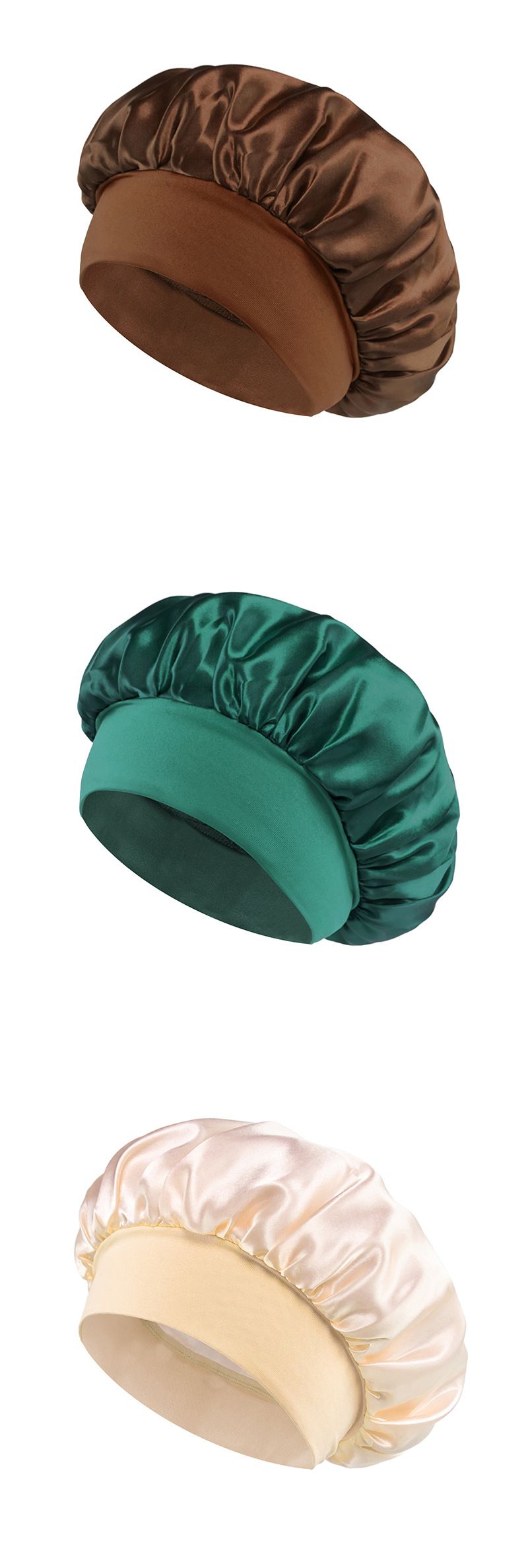 effen kleur brede rand elastische volwassen slaapmuts mannen en vrouwen mode haarverzorging schoonheid douchemuts satijn chemotherapie muts_voghion.com