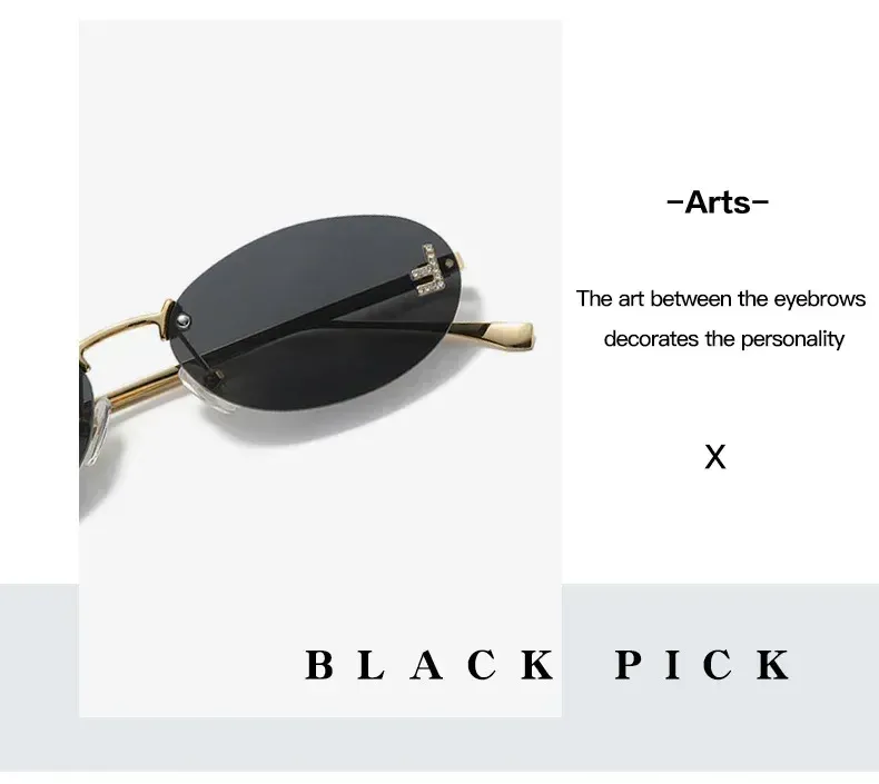 Moda 2024 Cat Eye Donna Outdoor Shopping Occhiali da guida senza montatura Retro Breve Ovale Occhiali da sole Okulos_voghion.com