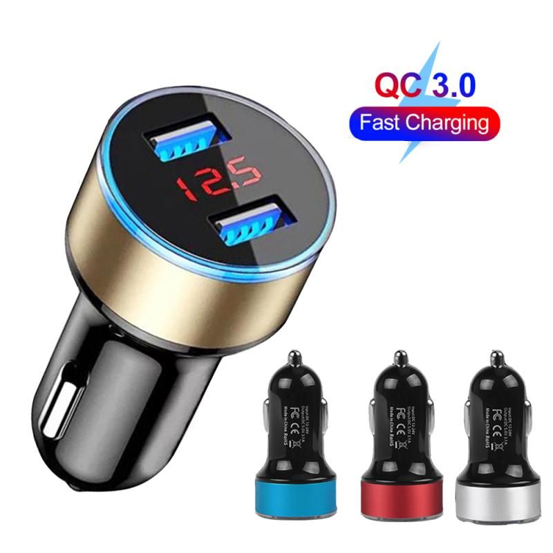 Dual USB Car 3.1A QZ.0 LED Digital Fast Charging Charger Auto Cigarette Lighter Adapter 12V 24V For IPhone Xiaomi_voghion.com