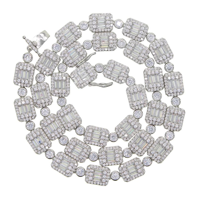Nový 10X8mm obdélníkový zirkonový náhrdelník Trend muži a ženy hip hop náhrdelník_voghion.com