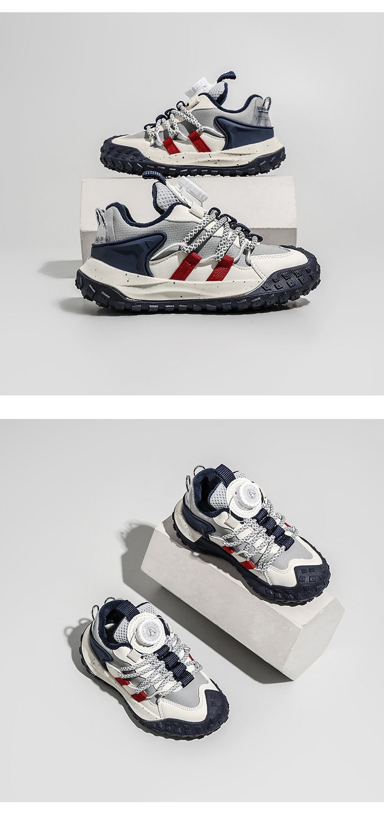 Sapatos infantis Sapatos esportivos para meninas Outono 2024 Novo estilo de sapatos para pais para crianças de médio e grande porte Botões giratórios de malha respirável_voghion.com