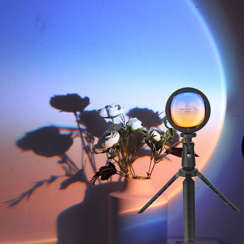 Lampă de apus USB, zori de zi, proiector de atmosferă, lumină de noapte pentru living, dormitor, decor pentru bar, fotografie de fundal_voghion.com