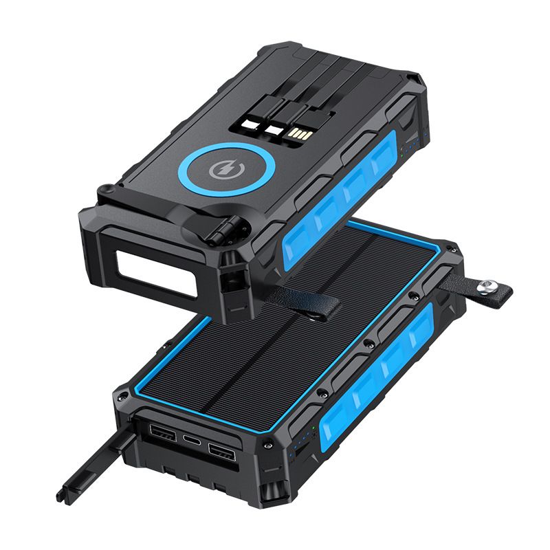 Powerbank Privémodel Zonne-energie Handcrank Generator Draadloos opladen Mobiele stroom Grote capaciteit 6800 met draad Powerbank_voghion.com