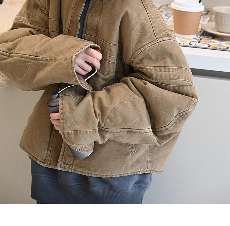 Giacca in denim per bambini con fodera in cotone – Elegante cappotto autunnale e invernale per ragazzi e ragazze (120-170 cm, marrone)_voghion.com