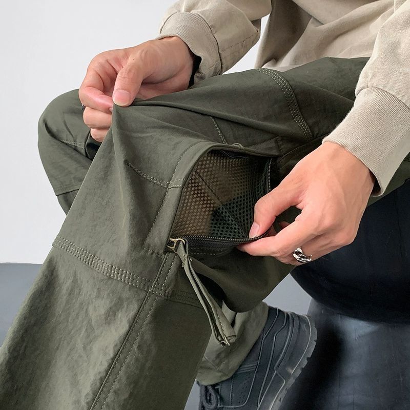 001 American Style Military Green Cargo Men, Autumn Waterproof Functional Tactical Pants With Side Zipper Mesh For Hiking_voghion.com