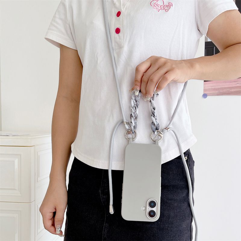 Luxury Lanyard Rope Strap Crossbody Case For IPhone 16 14 12 11 13 15 Pro Mini X XS XR Max Plus Acrylic Chain Silicone Cover_voghion.com