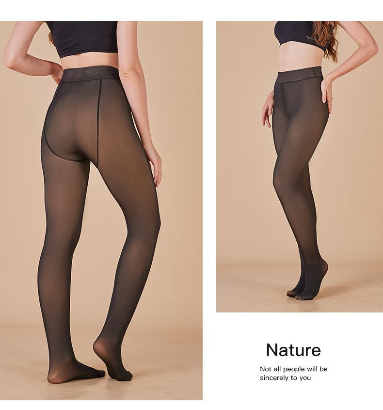 Collants thermiques transparents pour femmes - Leggings taille haute doublés polaire, collants opaques extensibles avec effet 3D, grande taille pour l'hiver_voghion.com