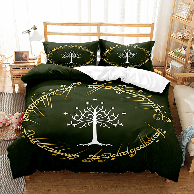 Set di biancheria da letto con tre serie di fiori per piante con stampa digitale 3D, set opaco in quattro pezzi_voghion.com