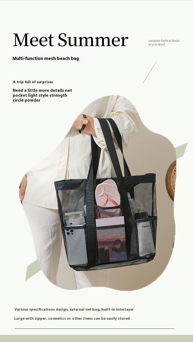 Borsa da spiaggia grande capacità borsa portaoggetti in rete per giocattoli borsa da viaggio multifunzionale borsa portaoggetti scavata per costumi da bagno_voghion.com