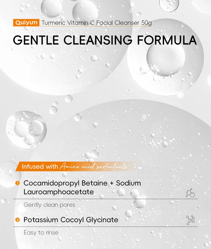 QUIYUM Vitamin C Cleansing Facial Cleanser 50g Hydrating Moisturizing Refining Pores_voghion.com