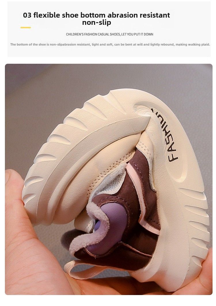 Children's velvet platform sports shoes autumn and winter new boys handsome color matching casual shoes girls running shoes_voghion.com