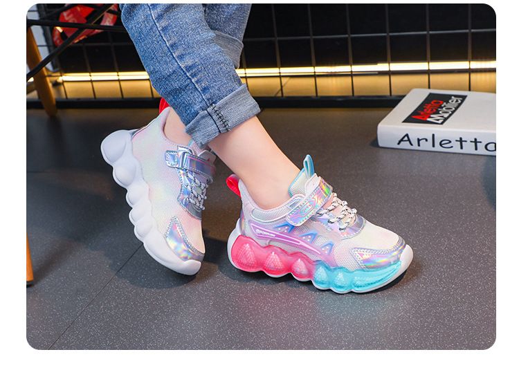 Kindersport 2024 Frühjahr/Sommer Neue atmungsaktive Mesh-Mädchenschuhe, leichte Laufschuhe mit weicher Sohle für Senioren_voghion.com