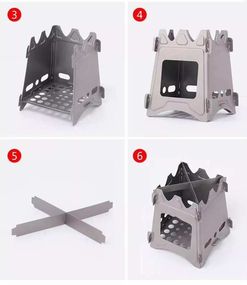 Estufa de leña plegable especial para acampar y hacer senderismo, ultraligera, para cocinar al aire libre, con agua hirviendo, resistente al viento y desmontable para picnic._voghion.com