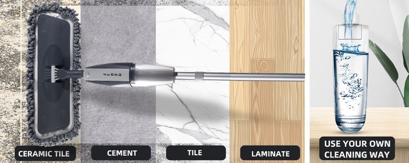 Magic Spray Mop Holzboden Mit Wiederverwendbaren Mikrofaser-Pads, 360-Grad-Griff, Heimfenster, Küche, Mopp, Kehrmaschine, Besen, Saubere Werkzeuge_voghion.com