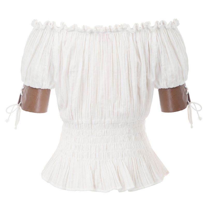 hot selling Belle Poque Women's Vintage Blouse Retro Steampunk Top Victorian Half Sleeve Off Shoulder Shirts Korean Sweet Loose_voghion.com