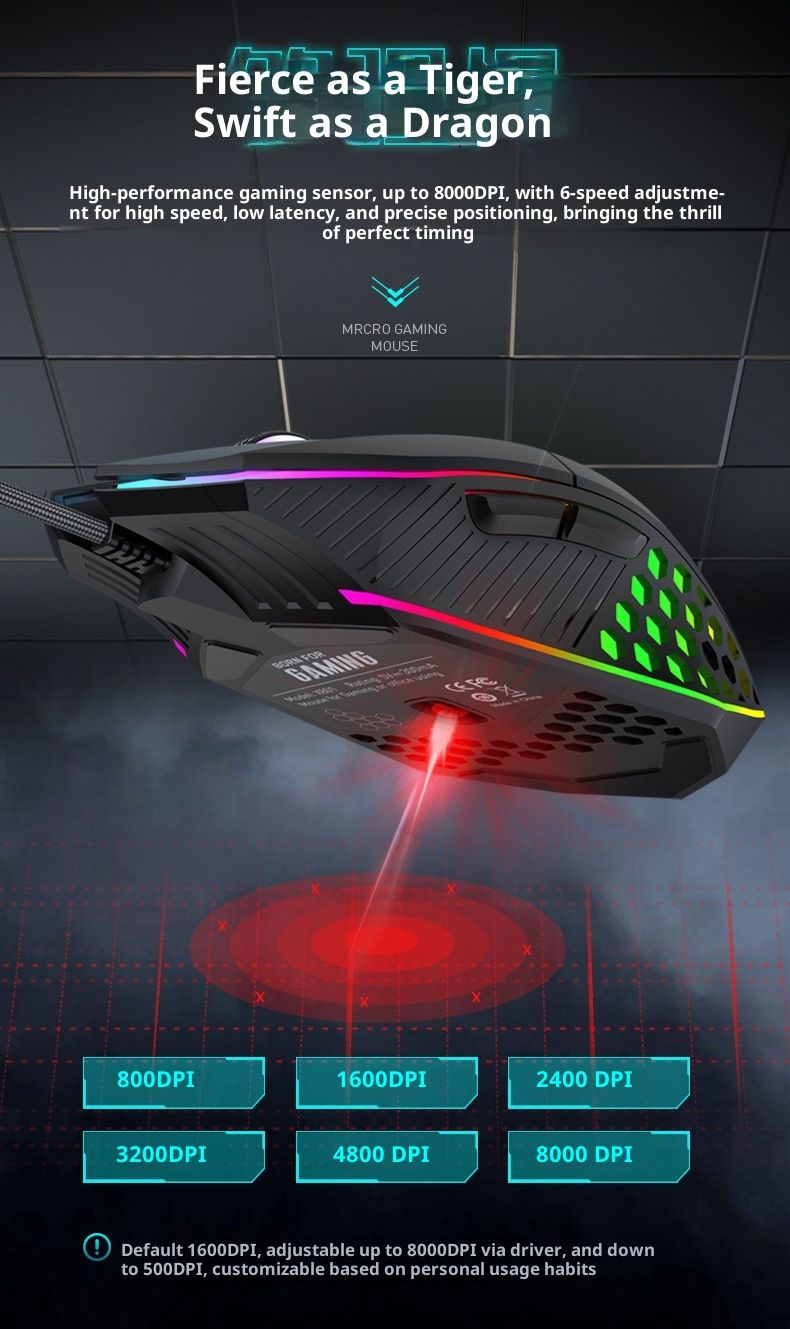 Digitex Digitex Huma X801 Wired Gaming RGB Lighting Computer Competition USB Mouse Cross-Border Trade_voghion.com