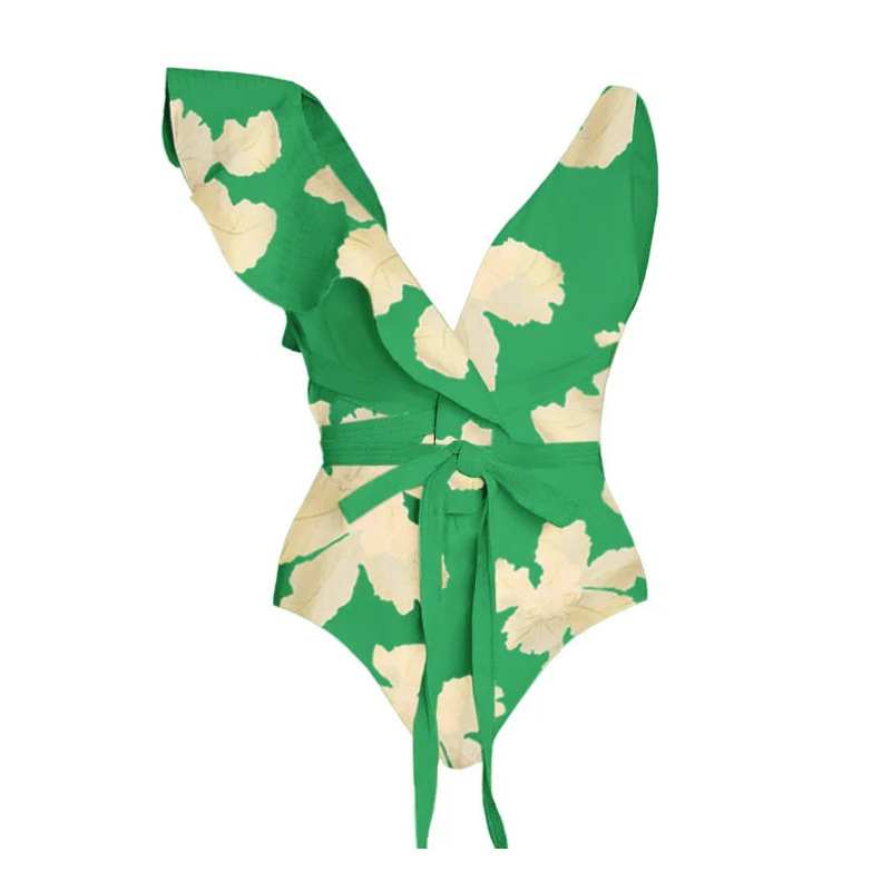 Women's stylish beach vacation one-piece swimsuit set_voghion.com