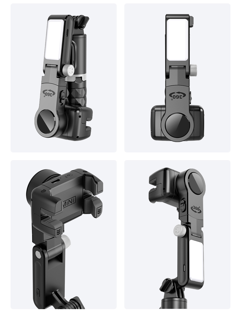 Estabilizador de articulación universal para smartphone, trípode selfie de 2 ejes, con seguimiento facial, rotación de 360°, puerto 4 en 1_voghion.com
