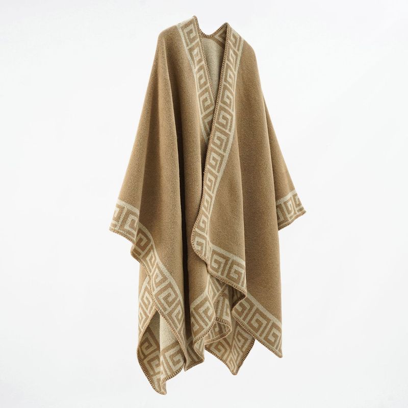 Sciarpa a quadri in cashmere autunno/inverno 2024, stile etnico da donna, alla moda, calda, scialle biforcuto_voghion.com
