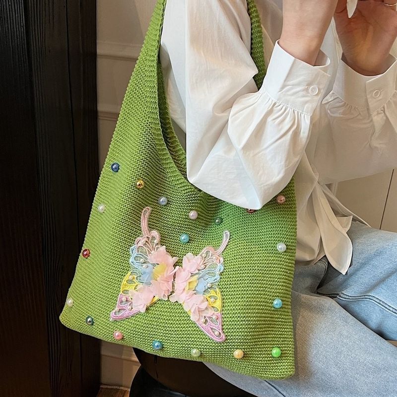 Borsa tote alla moda in maglia a tracolla di grande capacità, stile casual e pigro, per donna, 2025_voghion.com